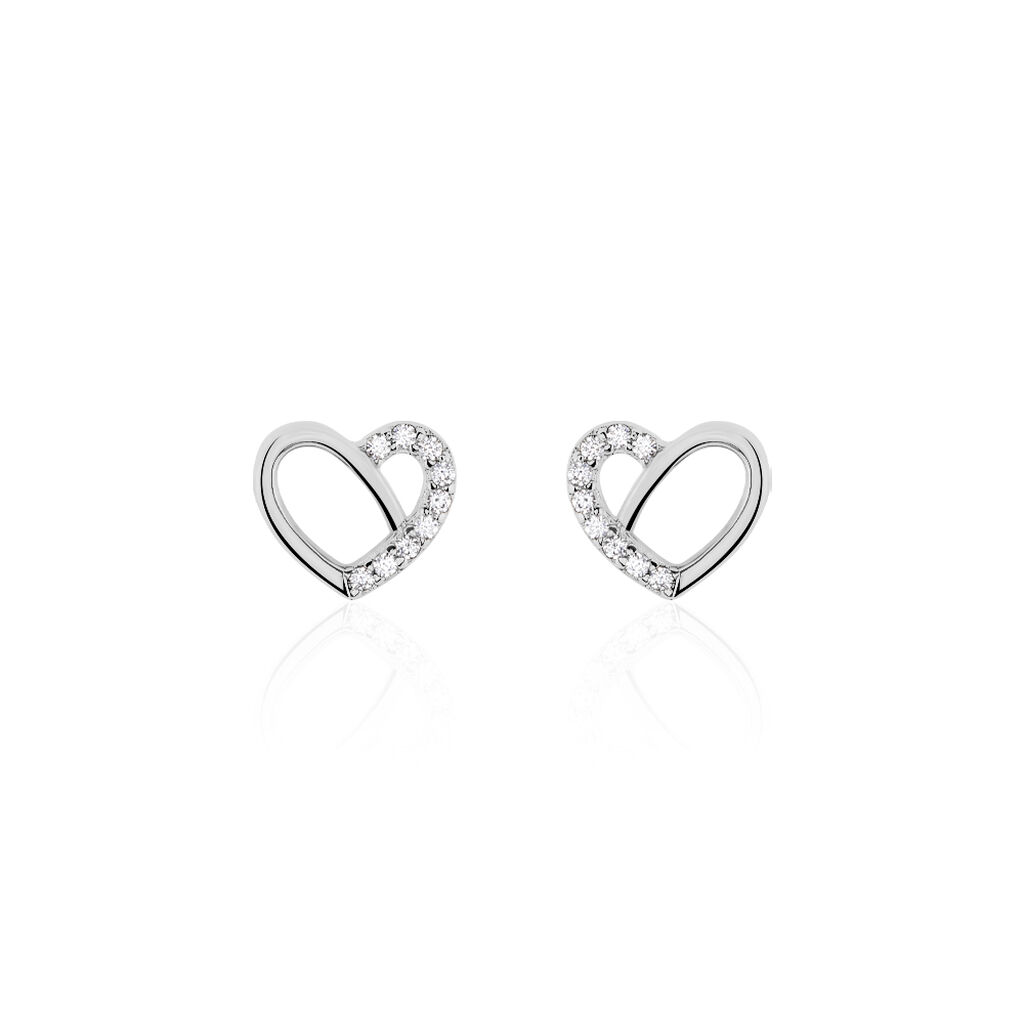Boucles D'oreilles Puces Dorthea Argent Blanc Oxyde De Zirconium