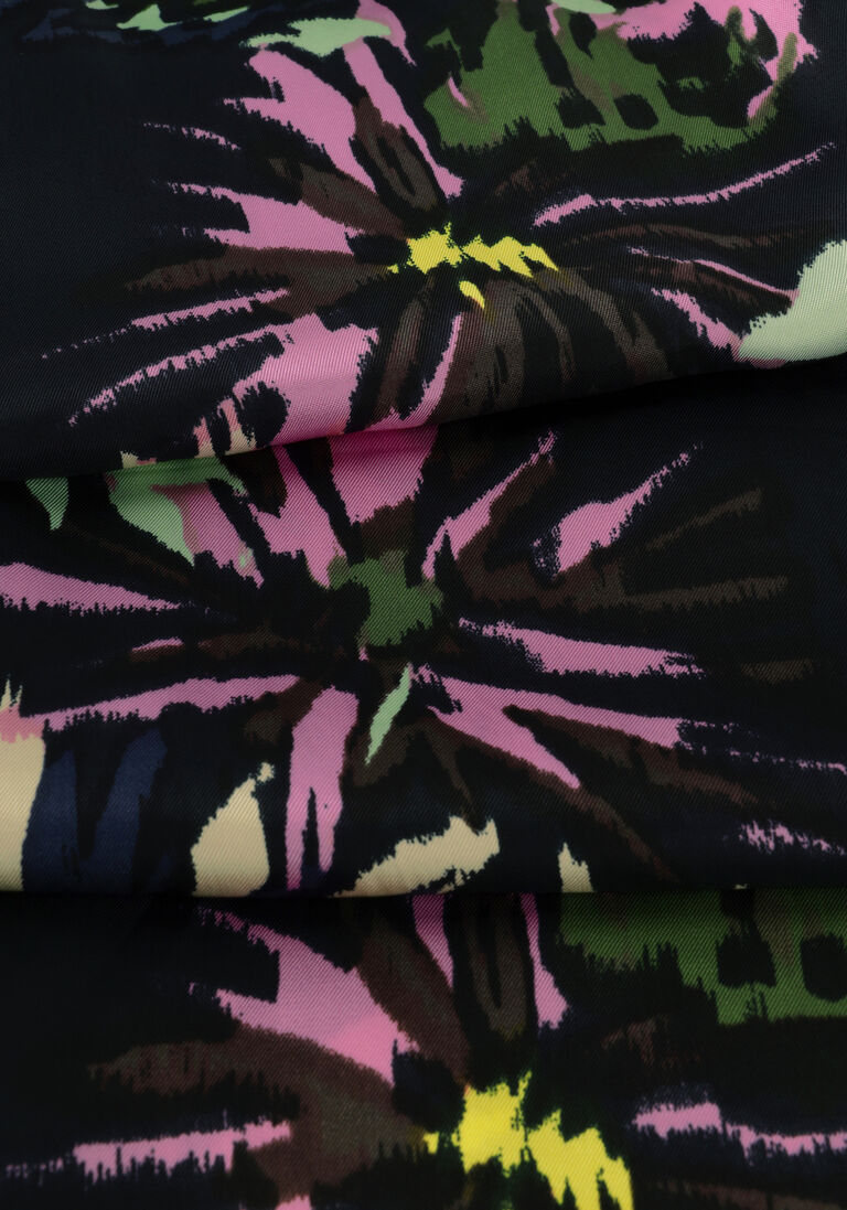 SCOTCH & SODA zwarte scotch & soda wijde broek gia - mid rise wide leg printed silky trousers