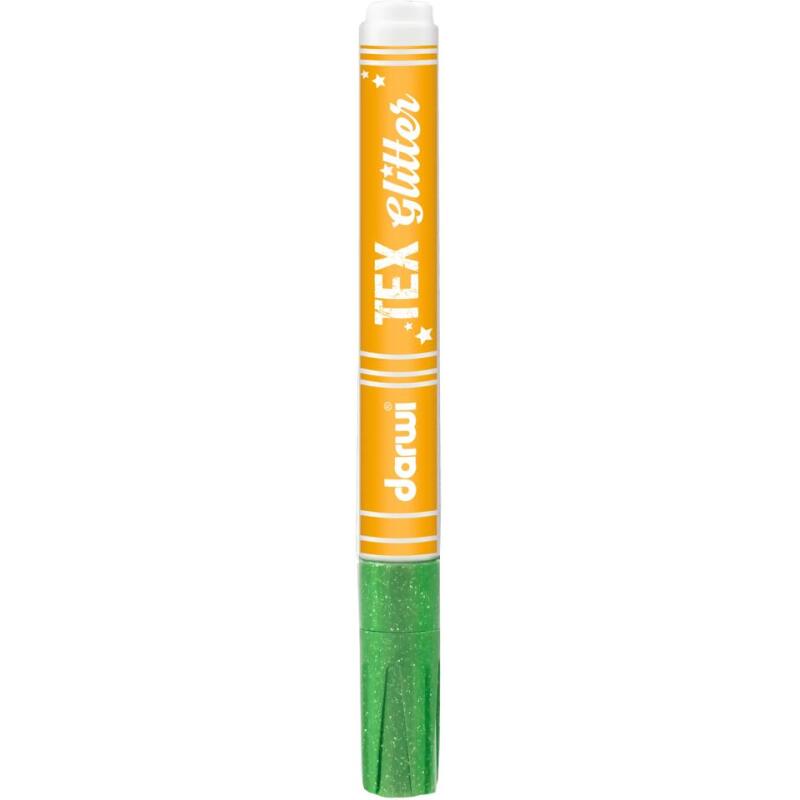 DARWI Marqueur Peinture Textile Pailletée Pointe Conique Fine 2mm - Vert prairie