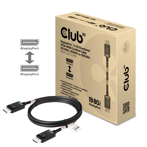 Club 3D DisplayPort 2.1 kabel 1,2m 10K 30Hz