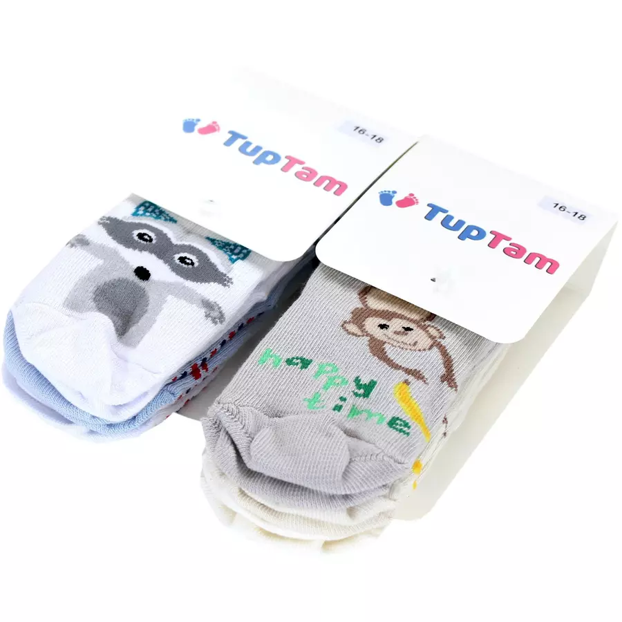 TupTam Kinder Socken Mädchen Jungen Bunt Gemustert 6er Pack beigeweiß