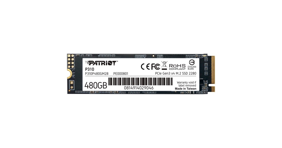 PatriotP310 480 GB SSD  (P310P480GM28, PCIe 3.0 x4, NVMe 1.3, M.2 2280)
