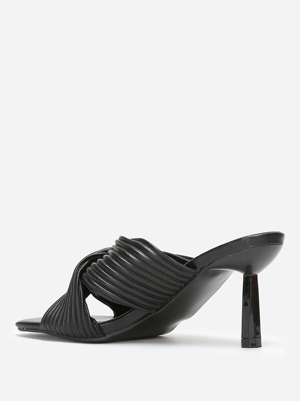 Mules à brides croisées et matelassées- Noir