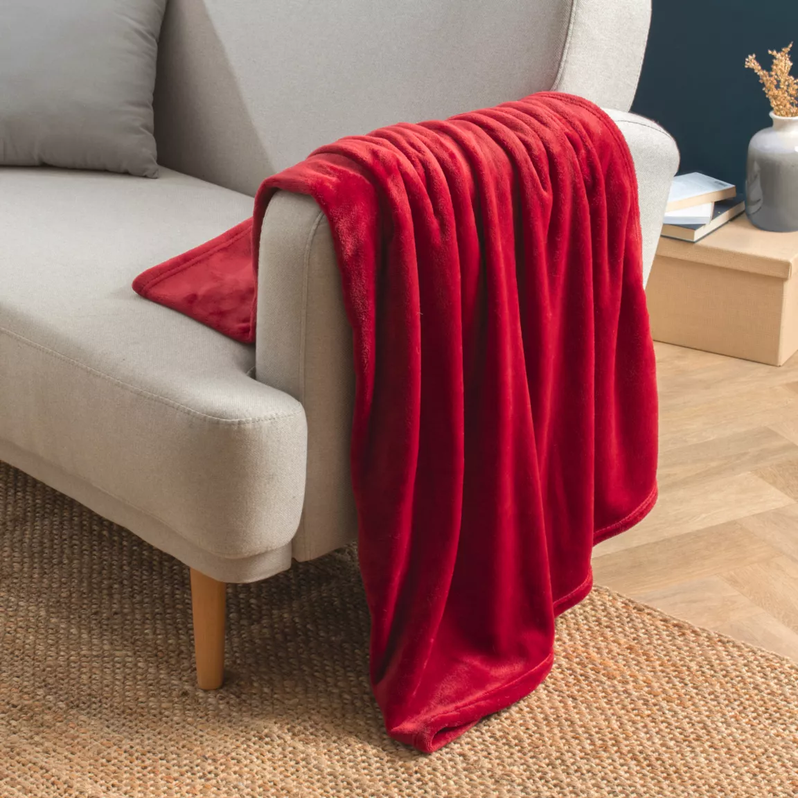 Plaid doux flanelle (130 x 180 cm) Didou Rouge