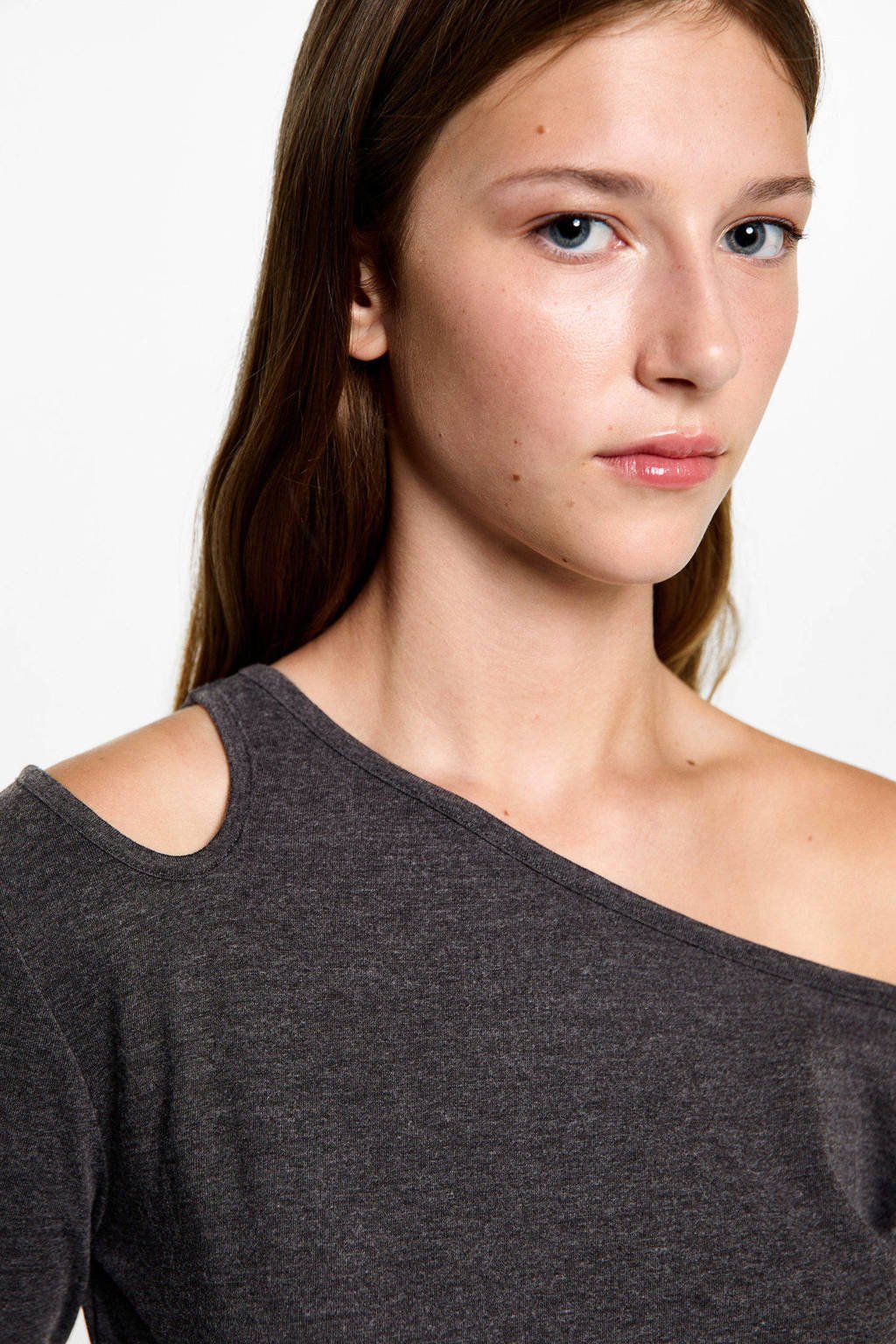 MANGO TEEN one shoulder top donkergrijs