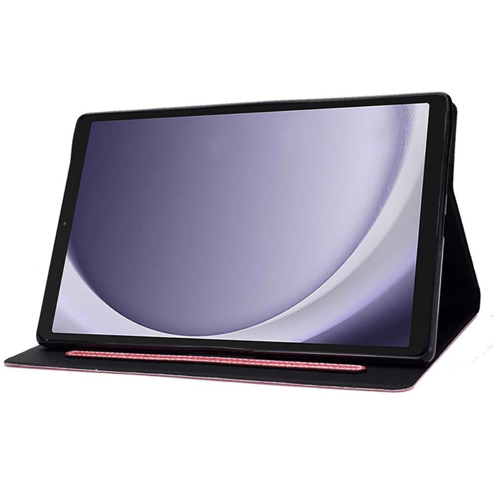 Samsung Galaxy Tab A11 / A9 Leder Tasche Flip Cover mit Glitzer Optik - Rosa