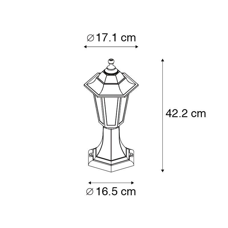 Klassieke staande buitenlamp, zwart, 42,2 cm, IP44 - New Haven
