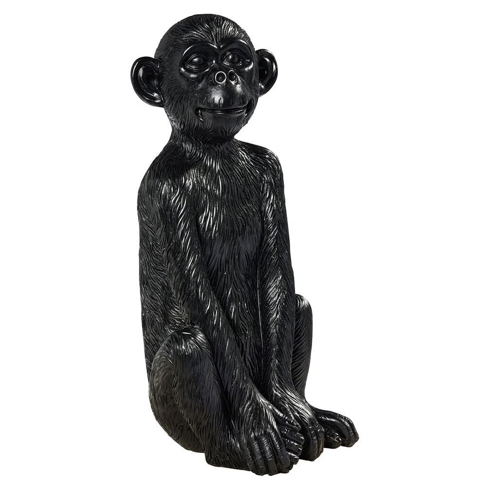 Singe assis déco à poser en résine noir