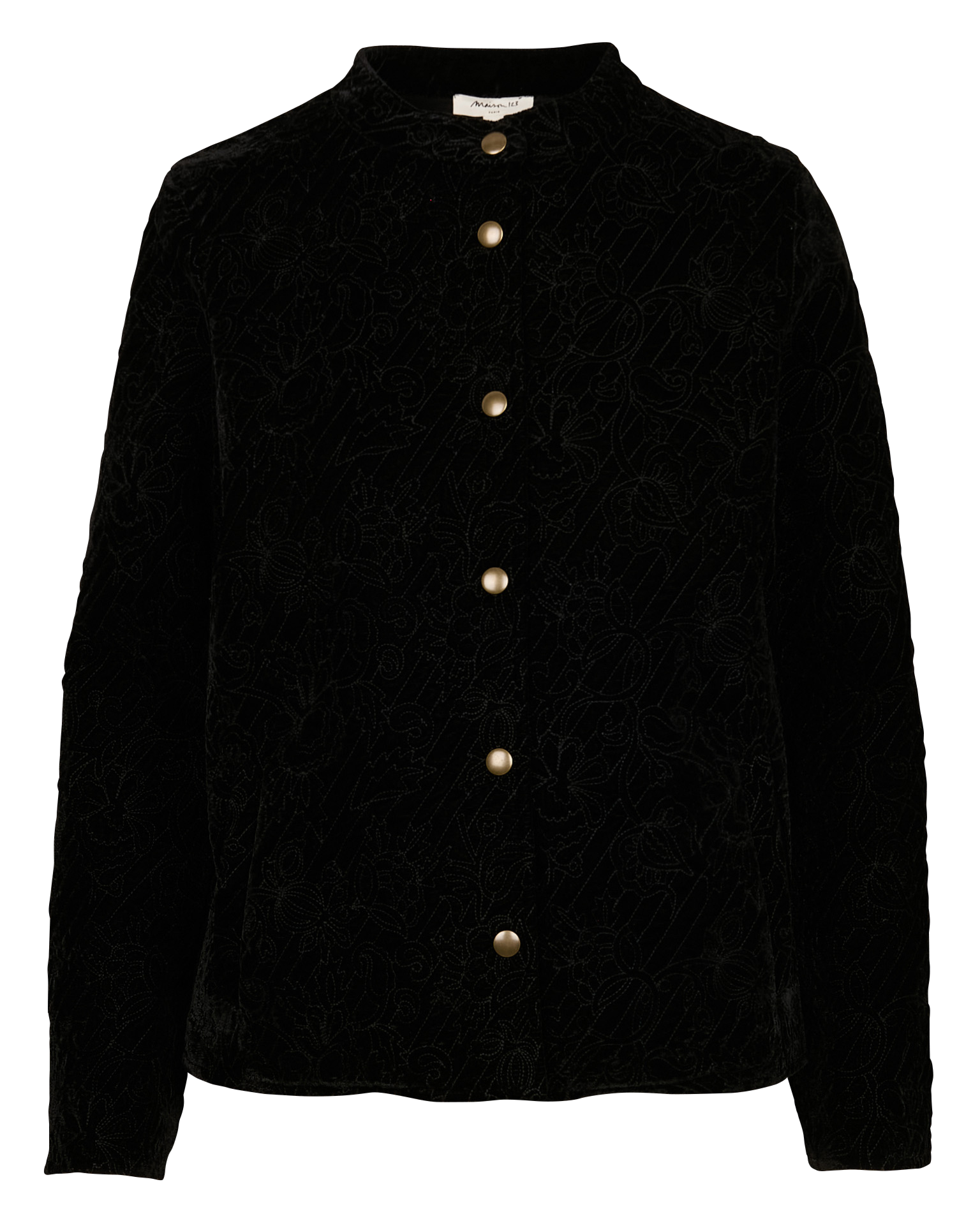 SERENA - Veste courte brodée effet fourrure | Noir
