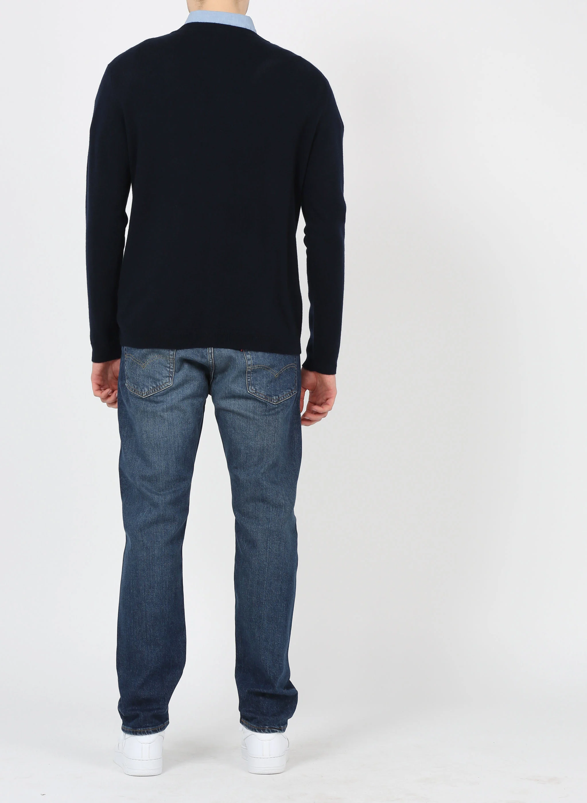 YVAN - Gilet col V regular fit en cachemire | Bleu