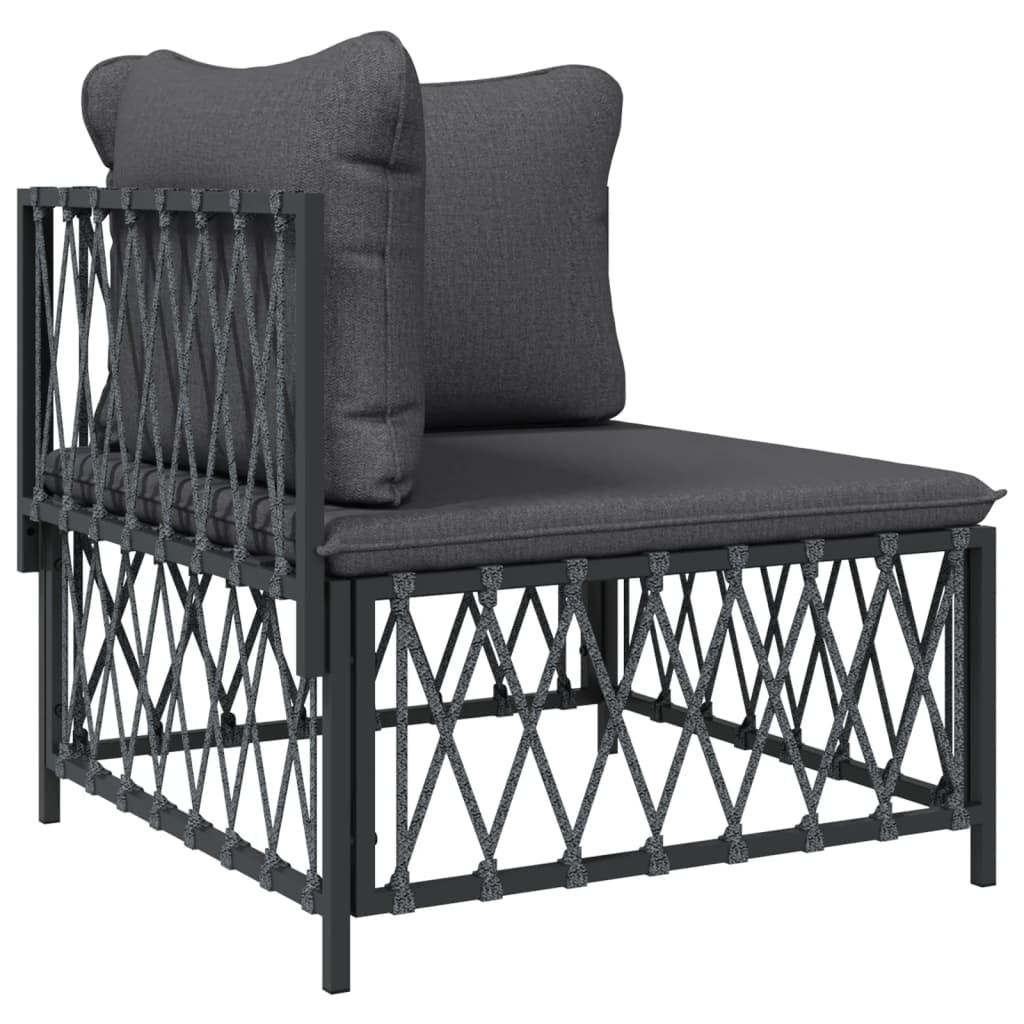 Salon de jardin meuble d'extérieur ensemble de mobilier avec coussins 9 pièces anthracite acier