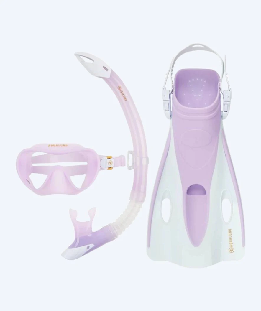 Aqualung snorkelsæt til voksne - Nabul - Lilla/hvid