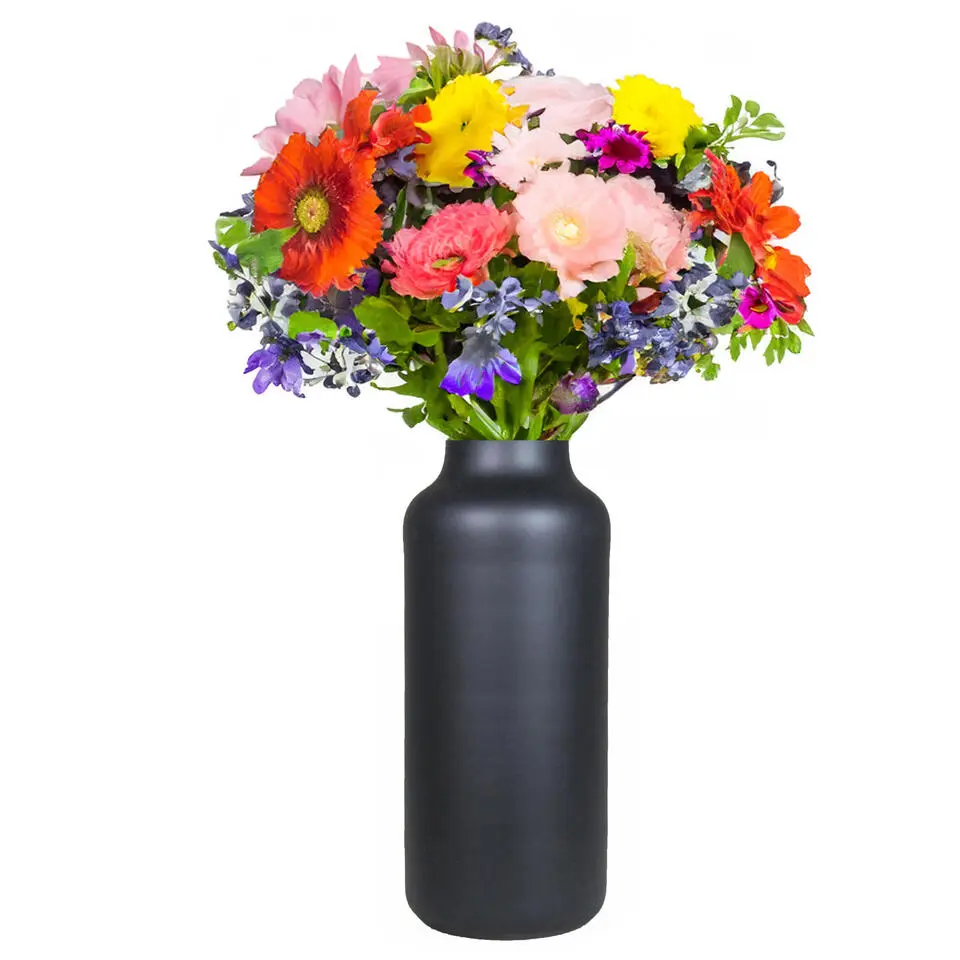 Bela Arte Bloemenvaas Milan - mat zwart - D15 x H35 cm - melkbus vaas