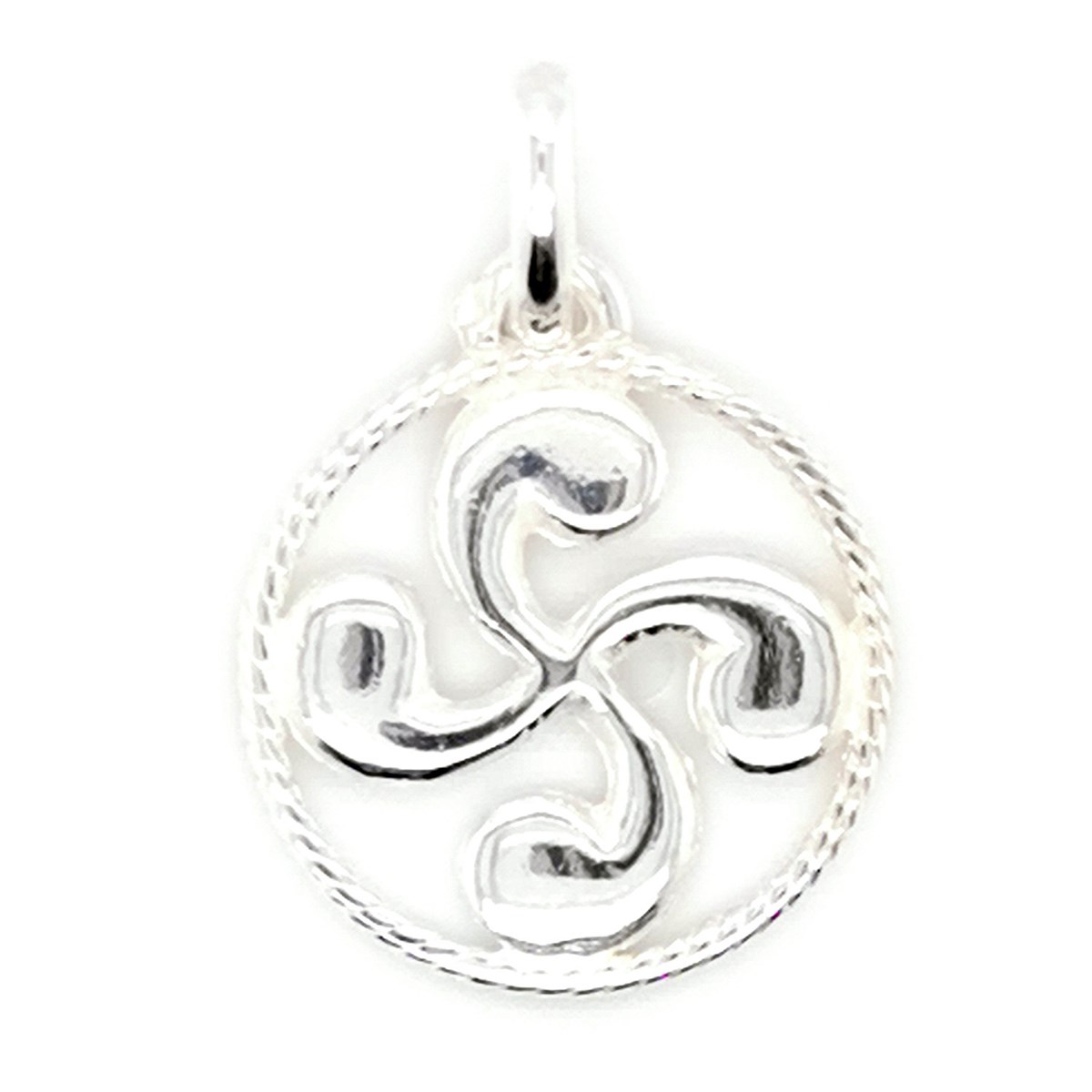 Pendentif croix basque cerclée argent 17mm