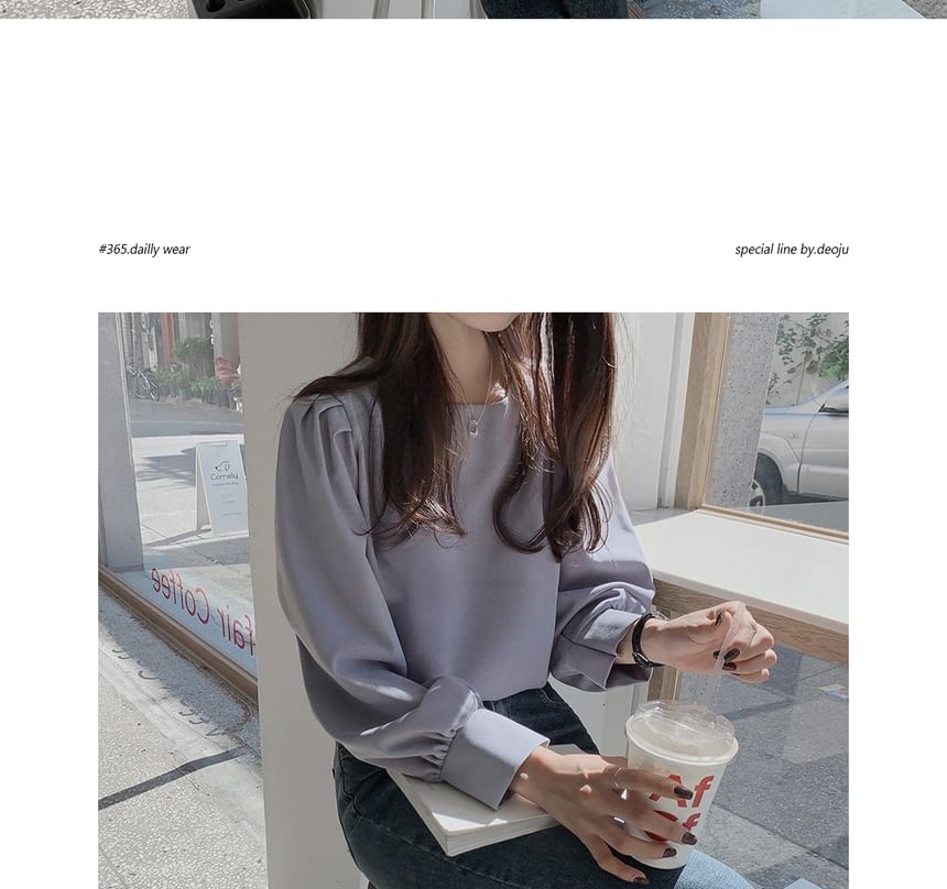 MIKIGA - Effen blouse met lange mouwen