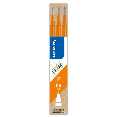 Pilot Frixion Ball - 3 Recharges pour rollers effaçables - 0,5 mm - orange