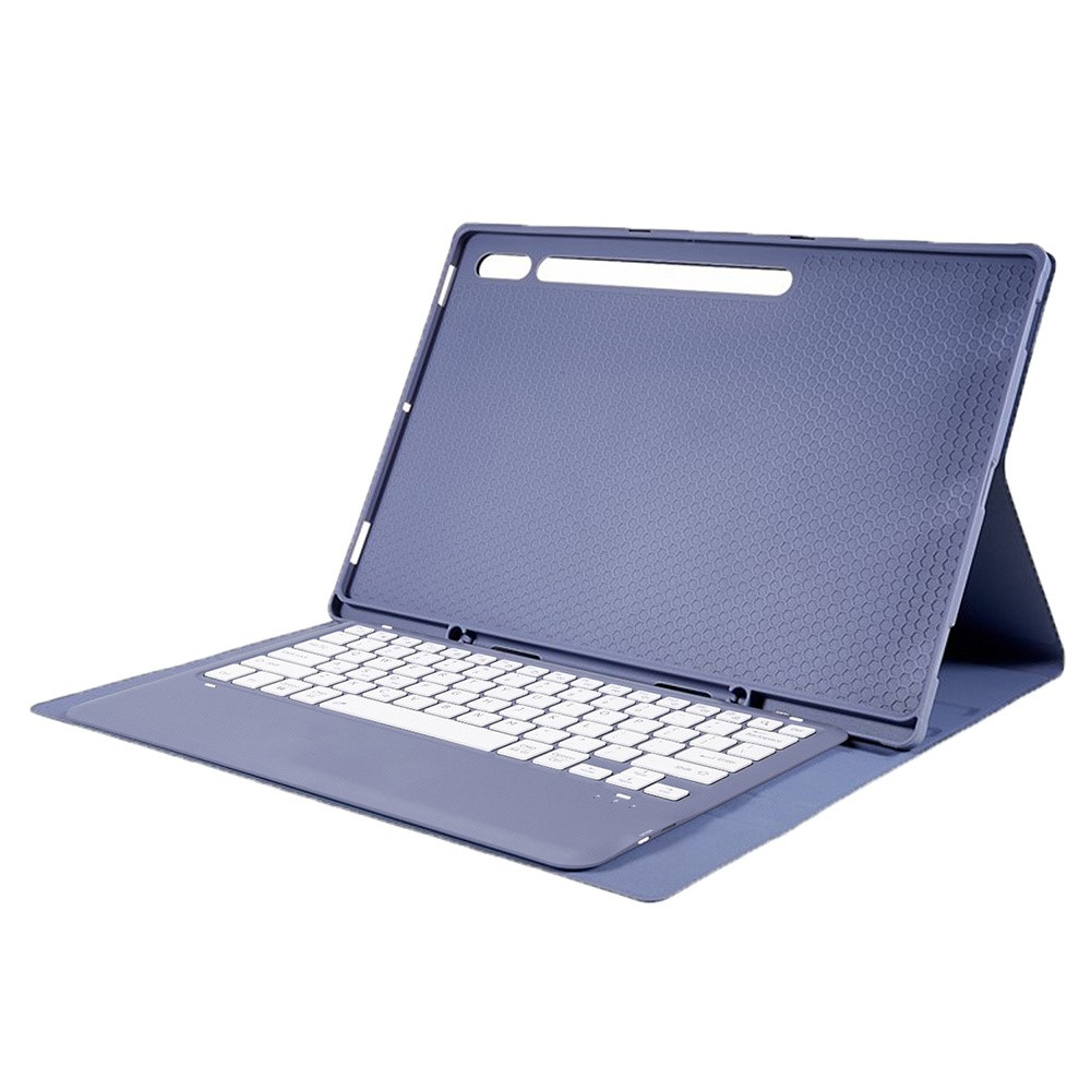 Samsung Galaxy Tab S9 Ultra Leder Tasche mit abnehmbarer Bluetooth Tastatur Keyboard   S-Pen Halterung (QWERTY) - Lila