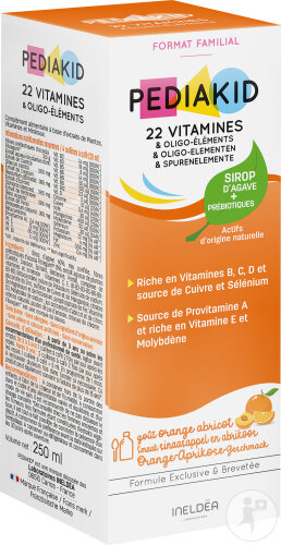 Pediakid 22 Vitamines Et Oligo-Éléments Goût Orange Abricot Flacon 125ml