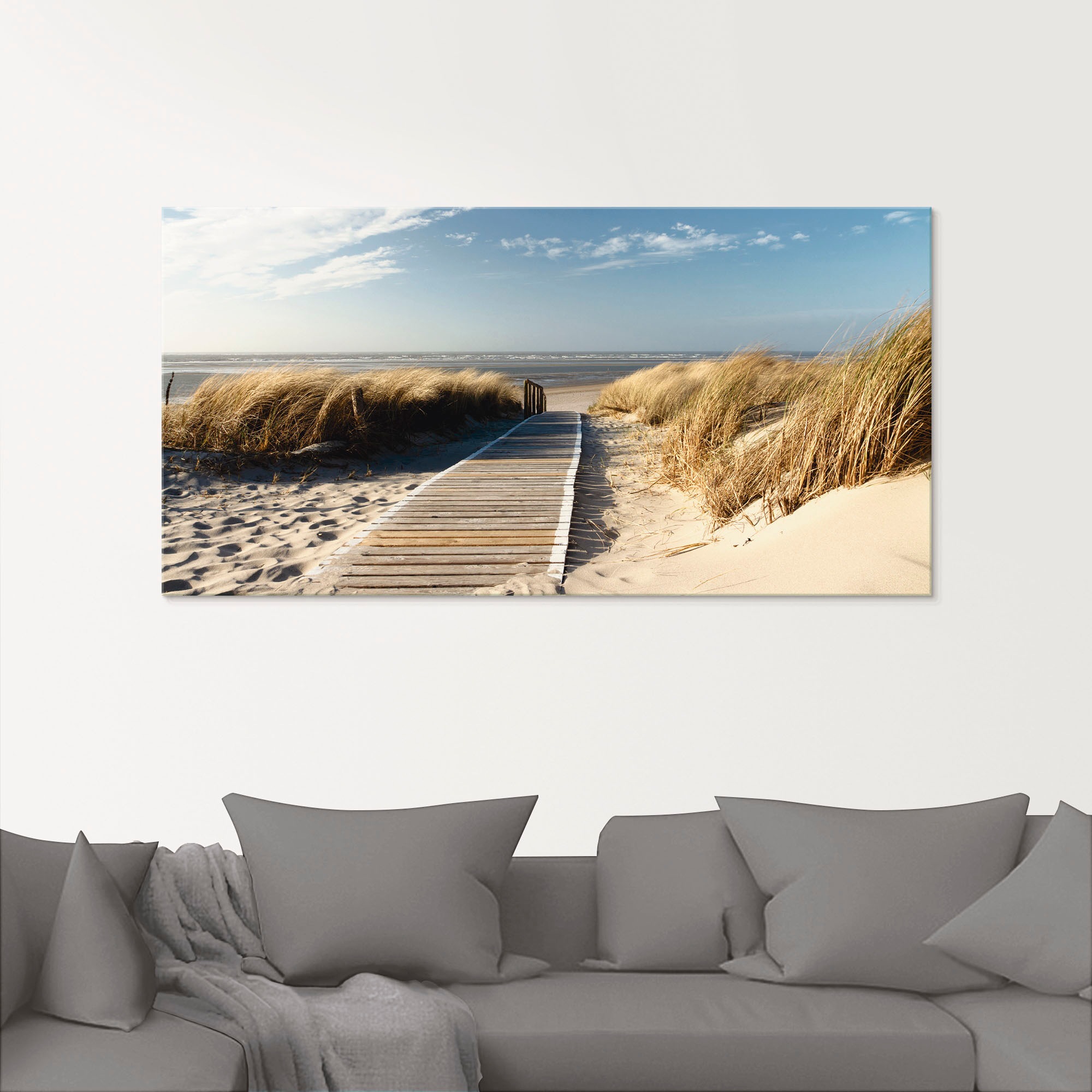 Artland Glasbild »Nordseestrand auf Langeoog - Steg« Strand 1 Stk. tlg. in verschiedenen Grössen