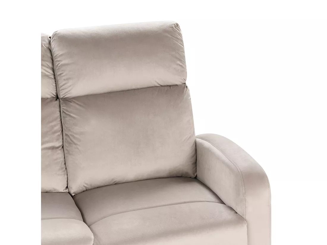 Canapé 2 places inclinable manuellement en velours beige VERDAL