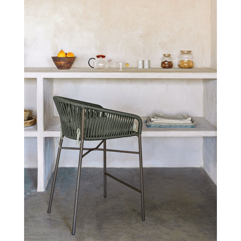 Tabouret Yanet - corde - structure acier galvanisé H 65 cm