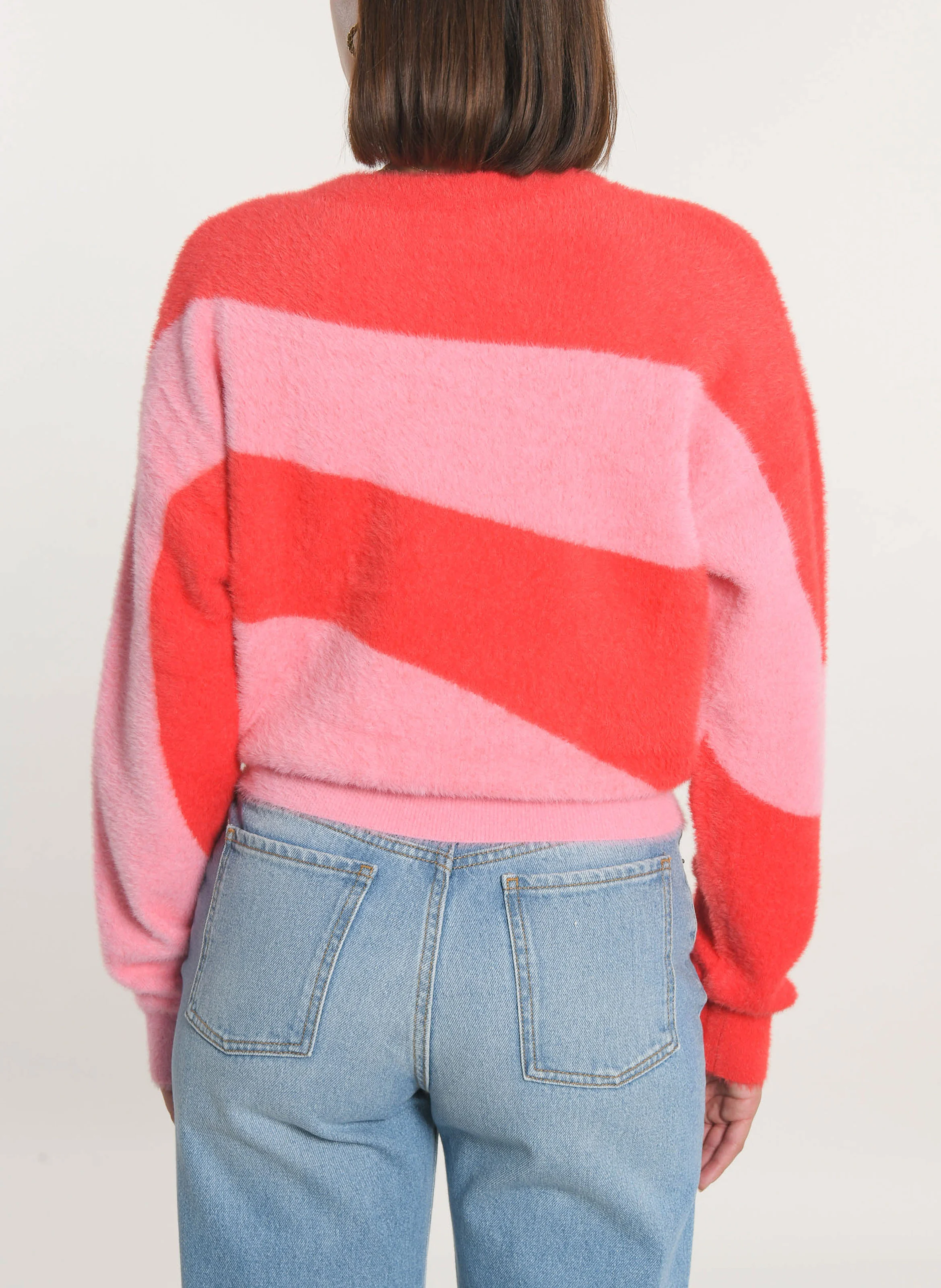 MYLO - Pull col rond à rayures | Rose