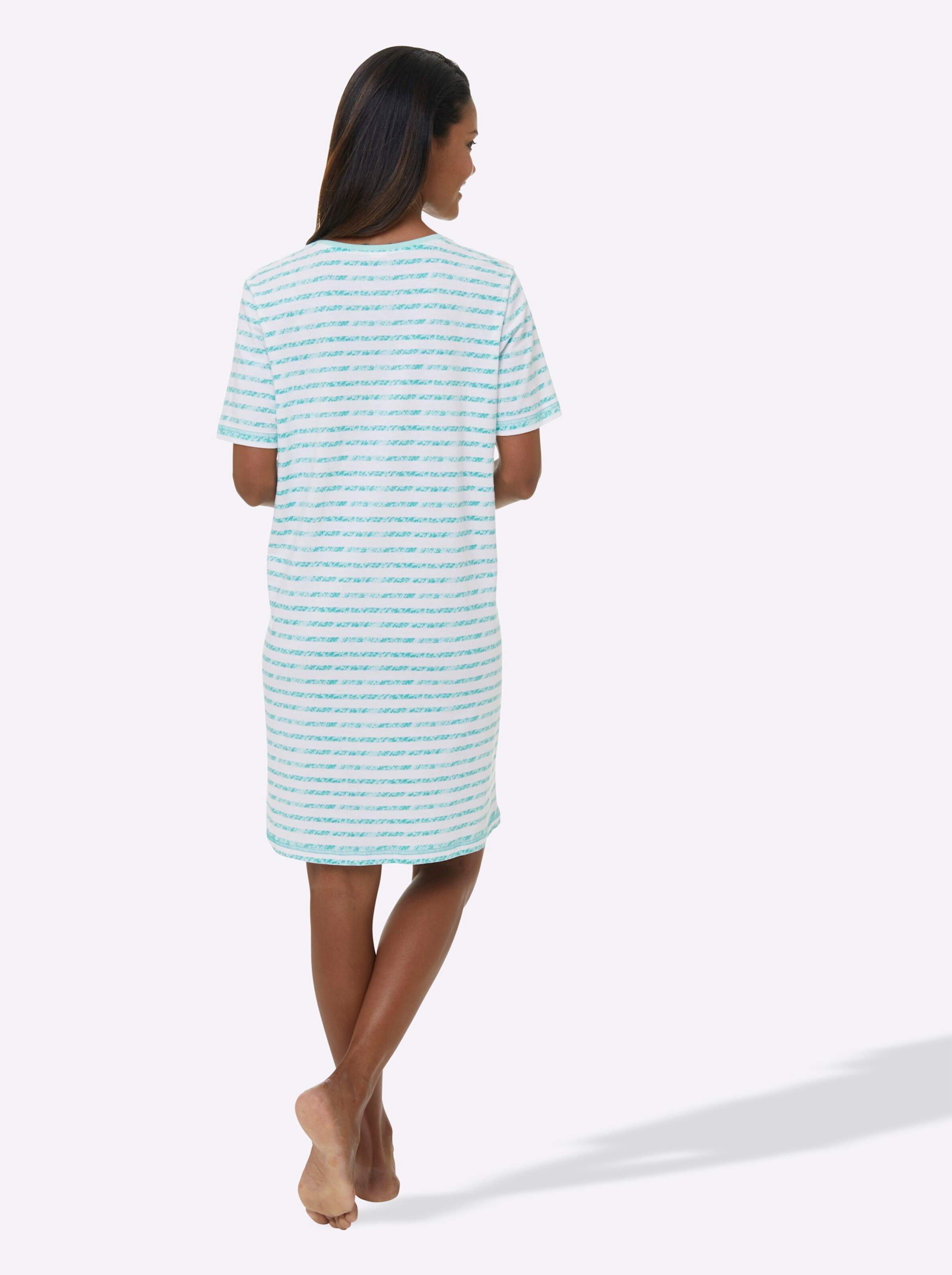wäschepur Kurzarm-Sleepshirts in mint + mint-gestreift