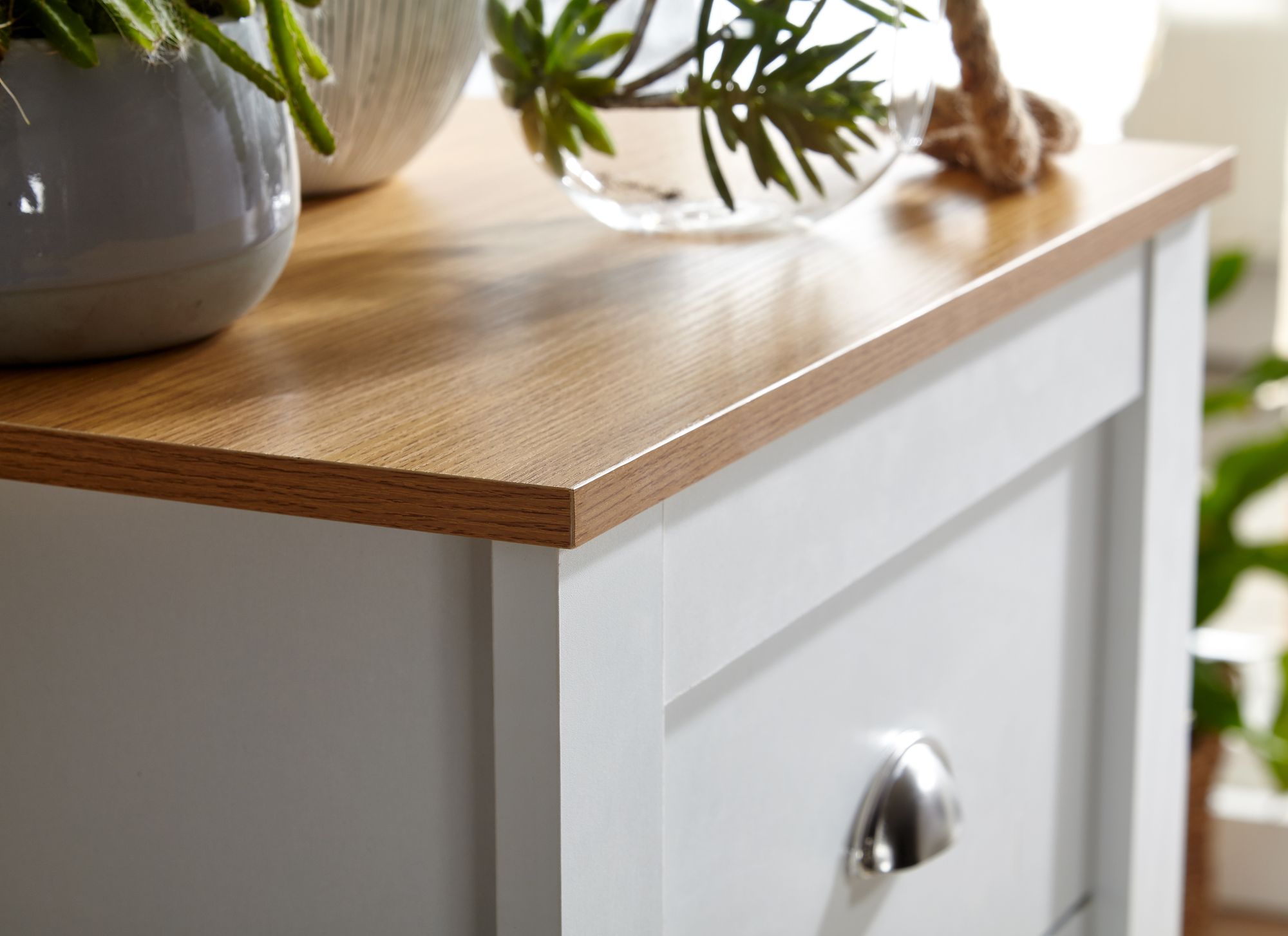 Sideboard FineBuy Kommode Weiß / Eiche 53x114x39 cm Anrichte Schubladenkommode