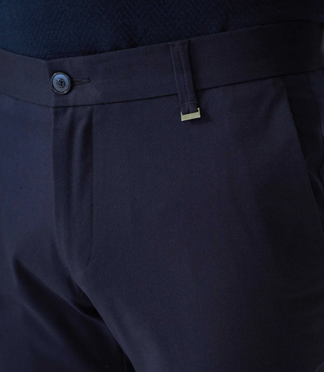Pantalon chino aspect laine marine 