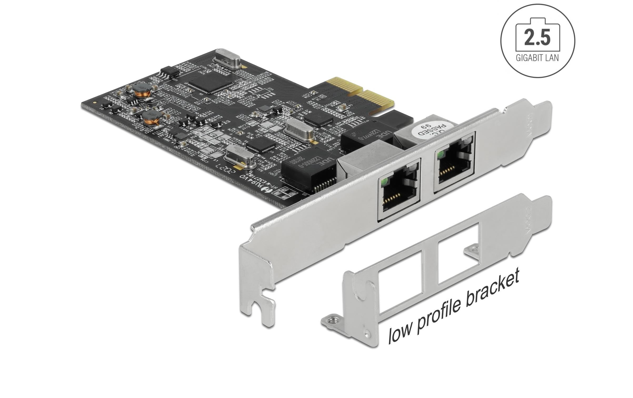 Netzwerkkarte 2x 2.5 Gbps RJ-45 PCI-Express x2<br>PCI Express x2 Karte auf 2 x RJ45 2.5 Gigabit LAN RTL8125