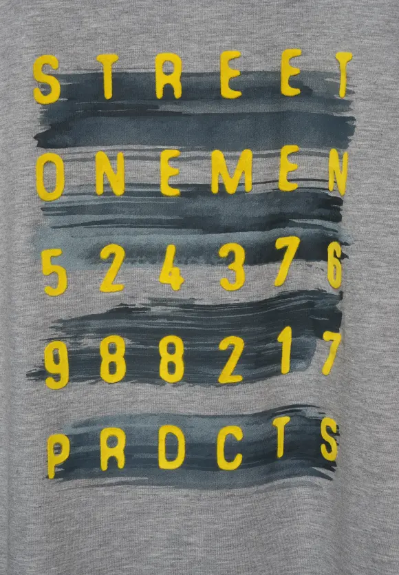 T-Shirt mit Wordingprint - silver grey melange