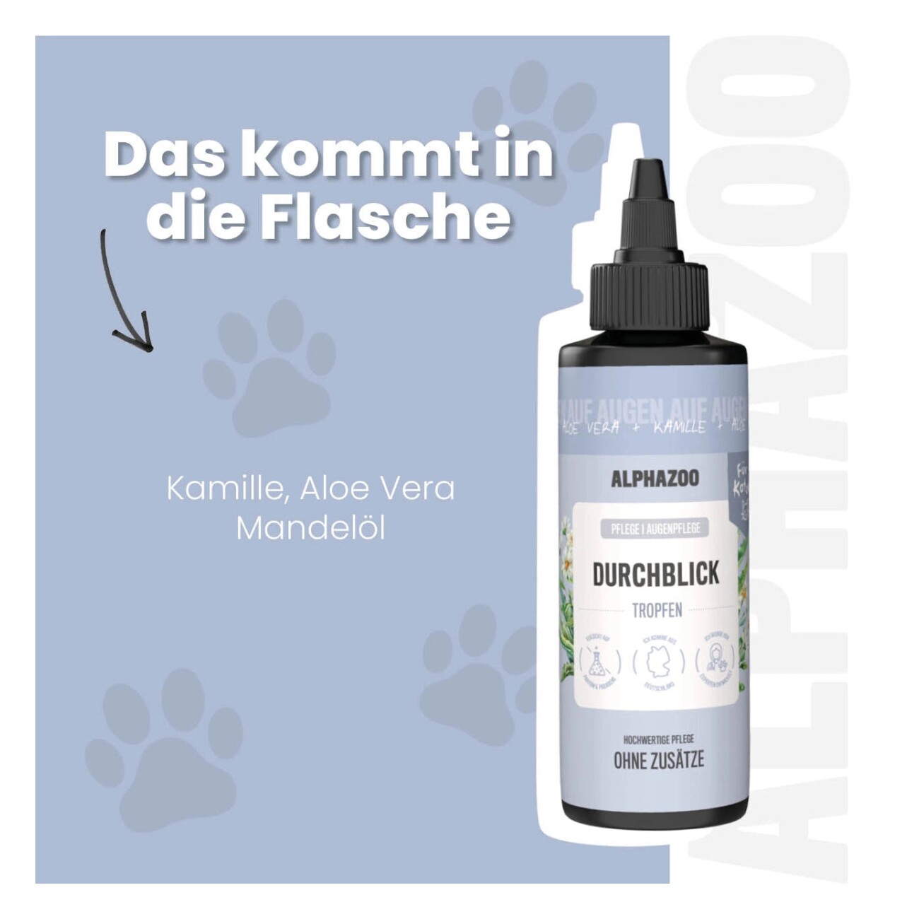 ALPHAZOO Durchblick Augenpflege für Katzen I Sanfter Augenreiniger