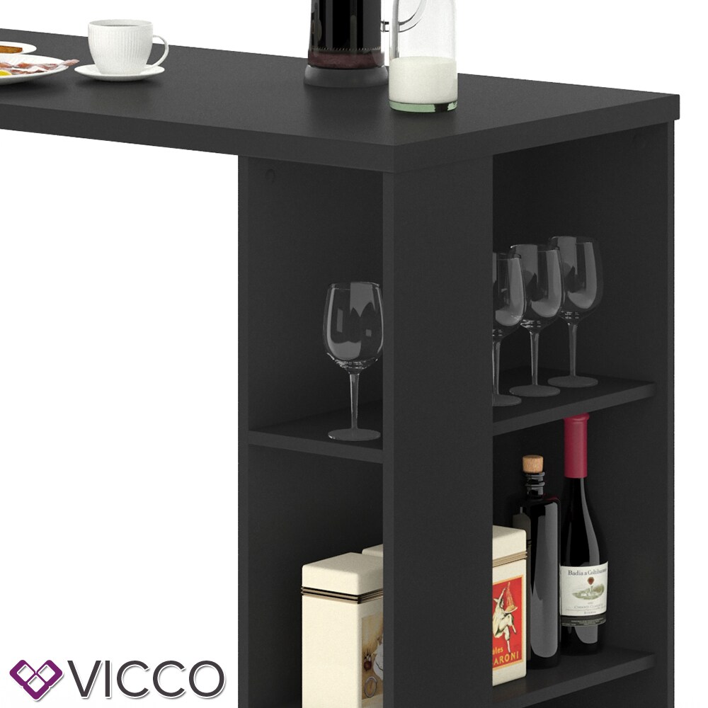 VICCO Bartisch NOEL Tresentisch Schwarz Ablagefächer 120 x 105,6 x 60 cm