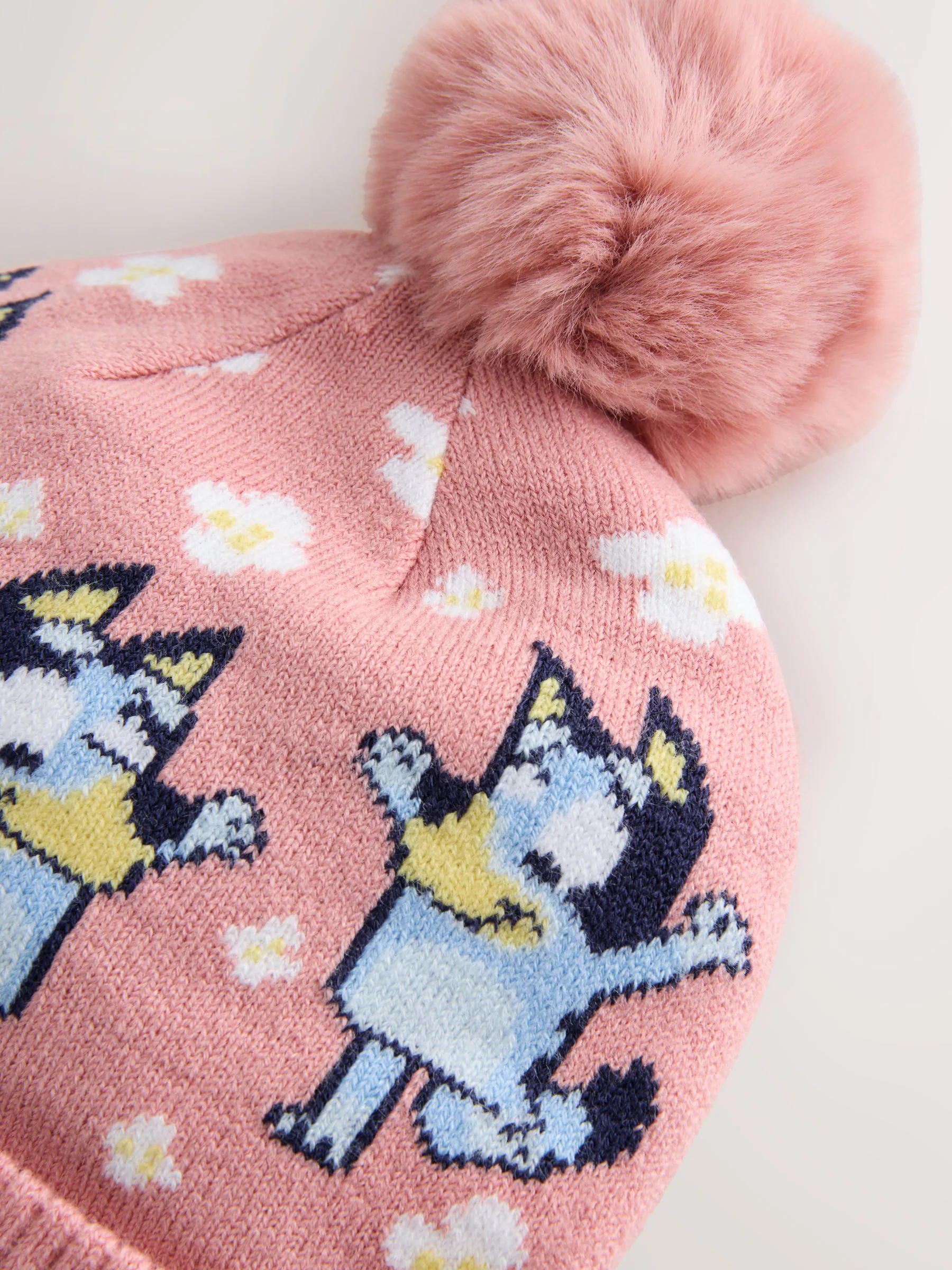 Roze/blauw - Bluey Pom muts (1-10jaar)