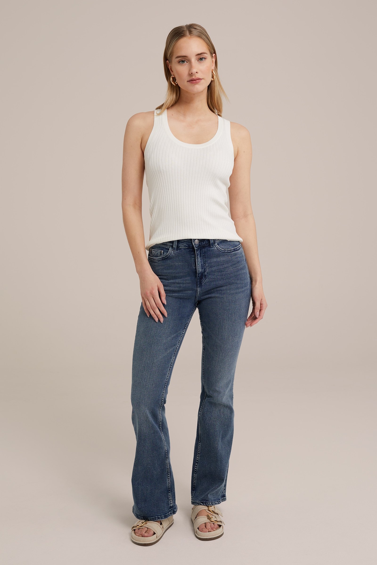 top van ribstof WE Fashion Wit