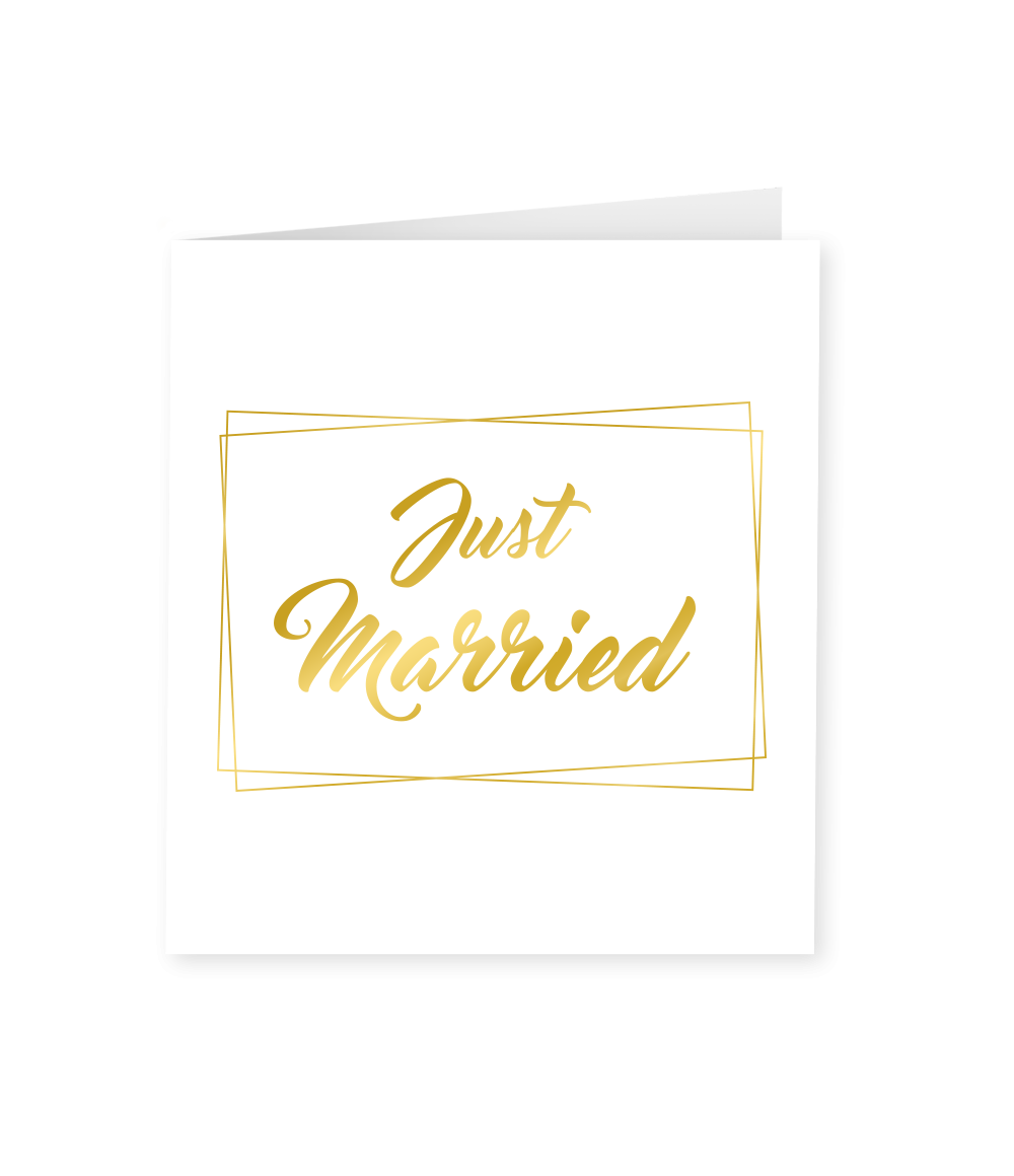 Kaart Just Married Goud Wit 15cm