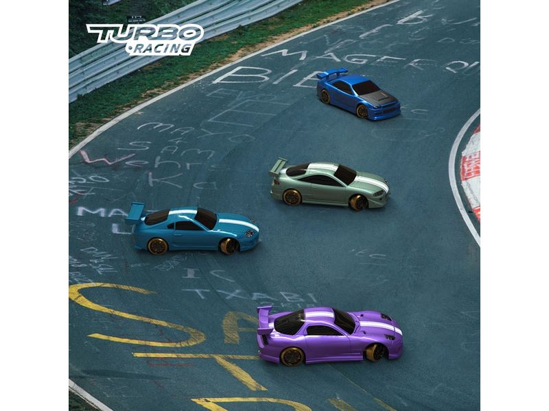 Turbo Racing Micro Drift C61 Violett, RTR, 1:76 Vollwertiges RC-Auto im micro Format
