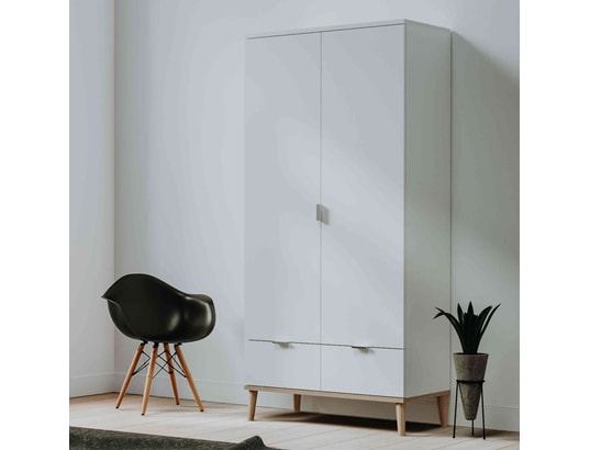 TERRE DE NUIT - Armoire 2 portes 2 tiroirs blanc - ar7781
