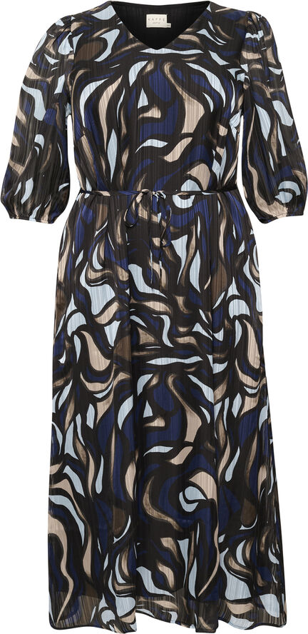 Kaffe Curve KCmarga Maxi Dress Blue/grey abrstact graphic