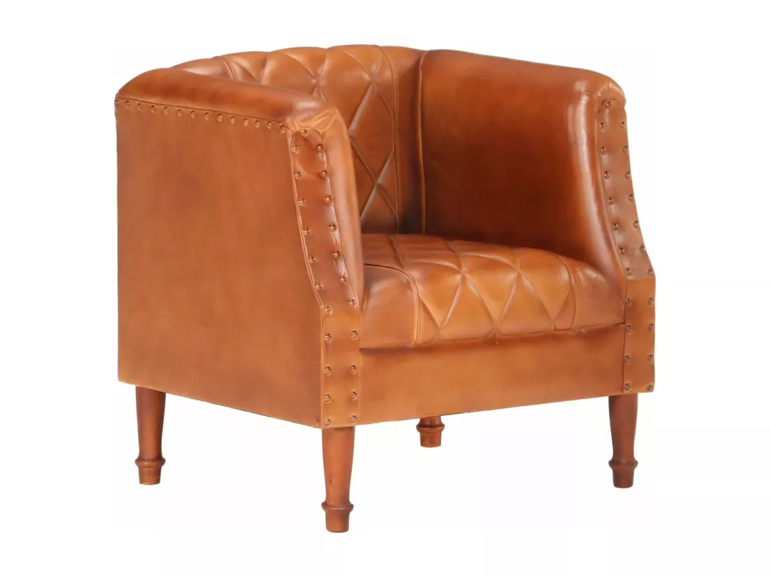 Chaise cabriolet marron Cuir véritable de chèvre
