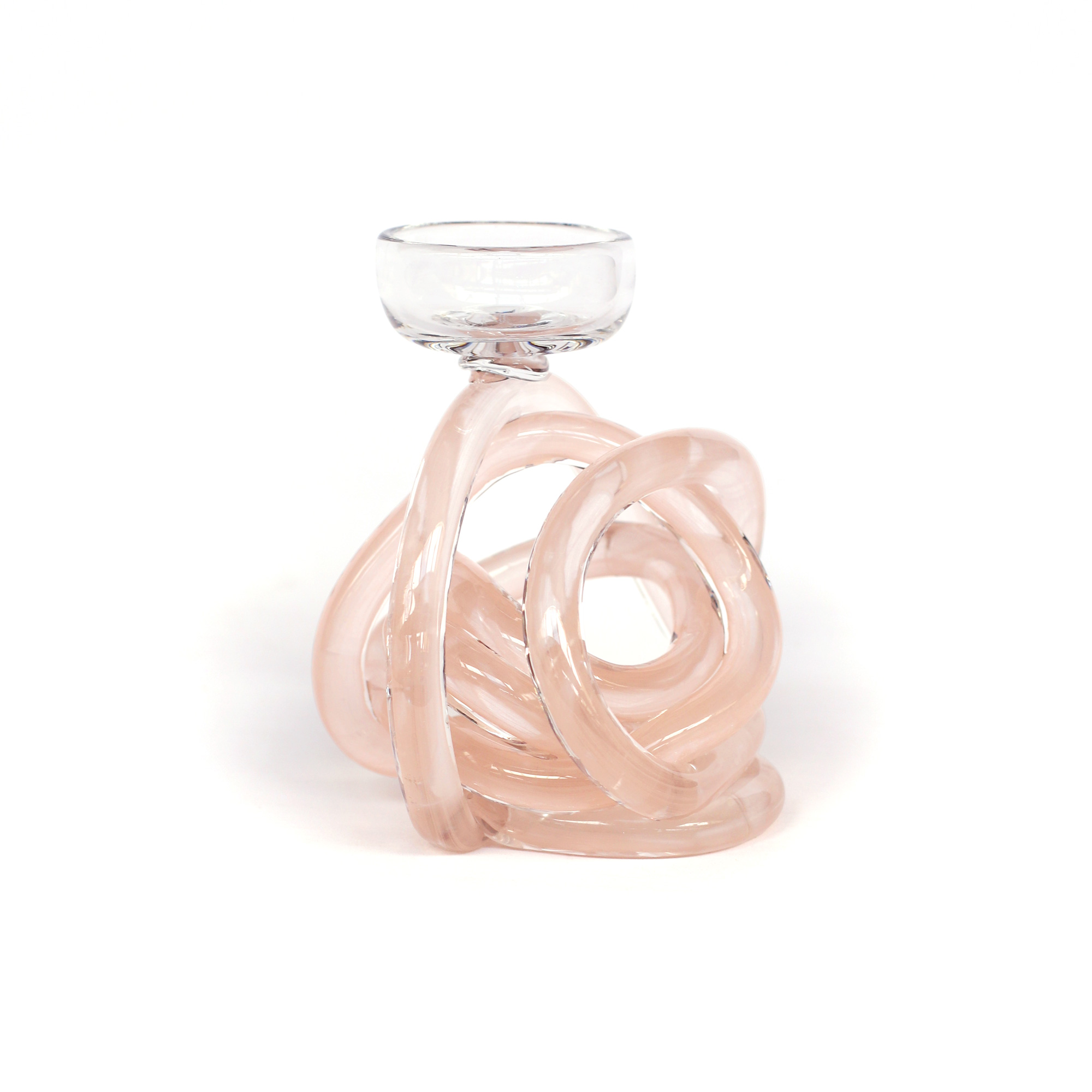 Teelichthalter 'Knot' aus Glas, rosa, B 12,5 cm, H 14,5 cm, T 12 cm von fischer's lagerhaus