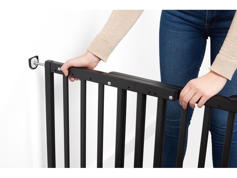 Badabulle Türschutzgitter Deco Pop Holz Schwarz 63 cm - 106 Sicherheitsgitter mit ergonomischem Griff
