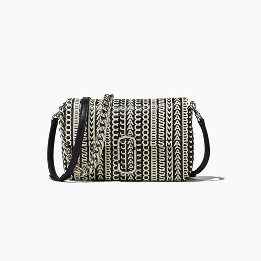 Marc Jacobs The Monogram Leather J Marc Skuldertaske, Sort/Hvid