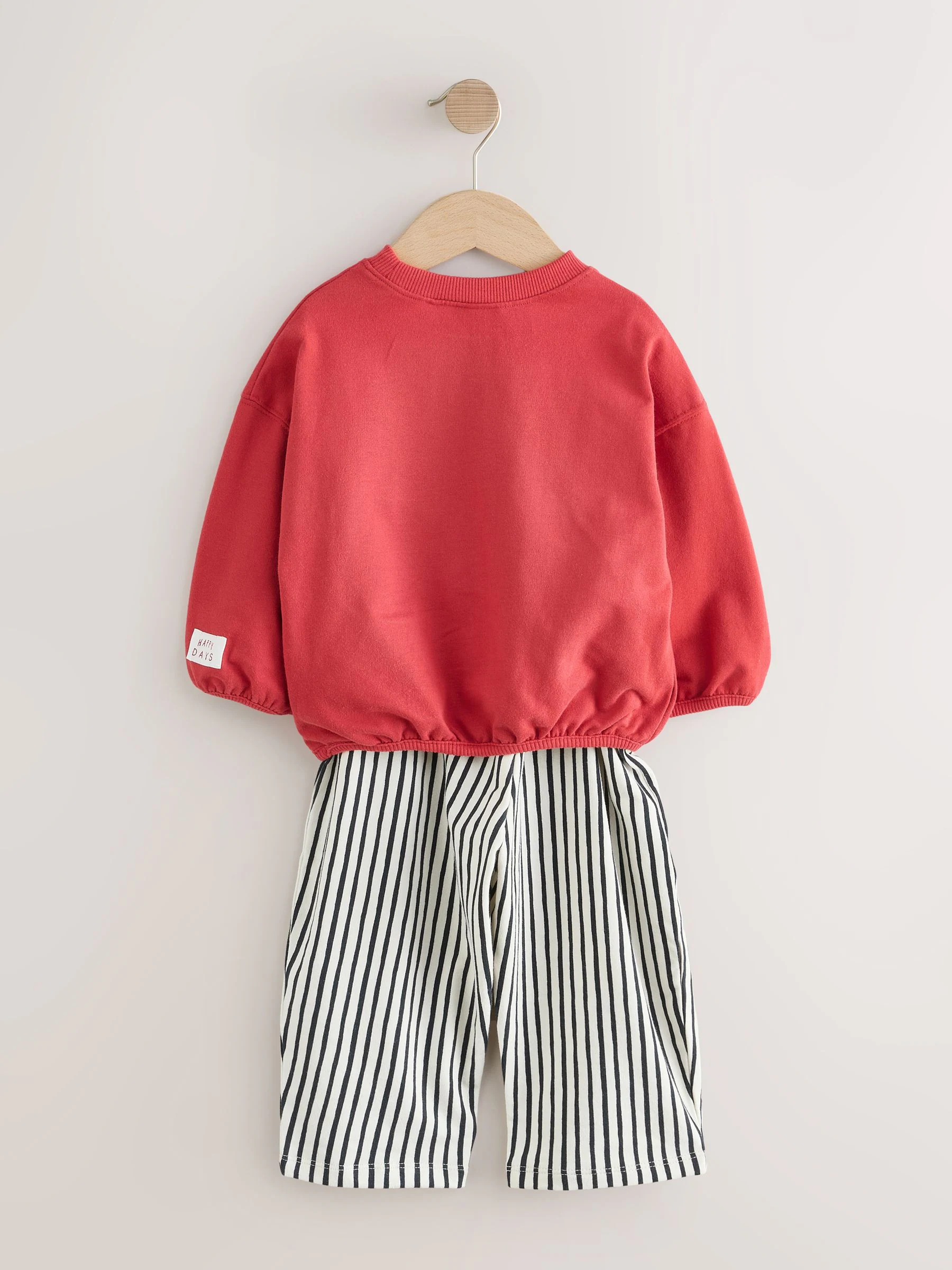 Rood met hond - Set met top met lange mouwen en broek met wijde pijpen (3mnd-7jr)