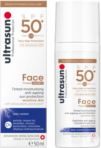 Ultrasun Visage Gel Solaire Anti-Âge Tinté IP50+ Peaux Sensibles 50ml