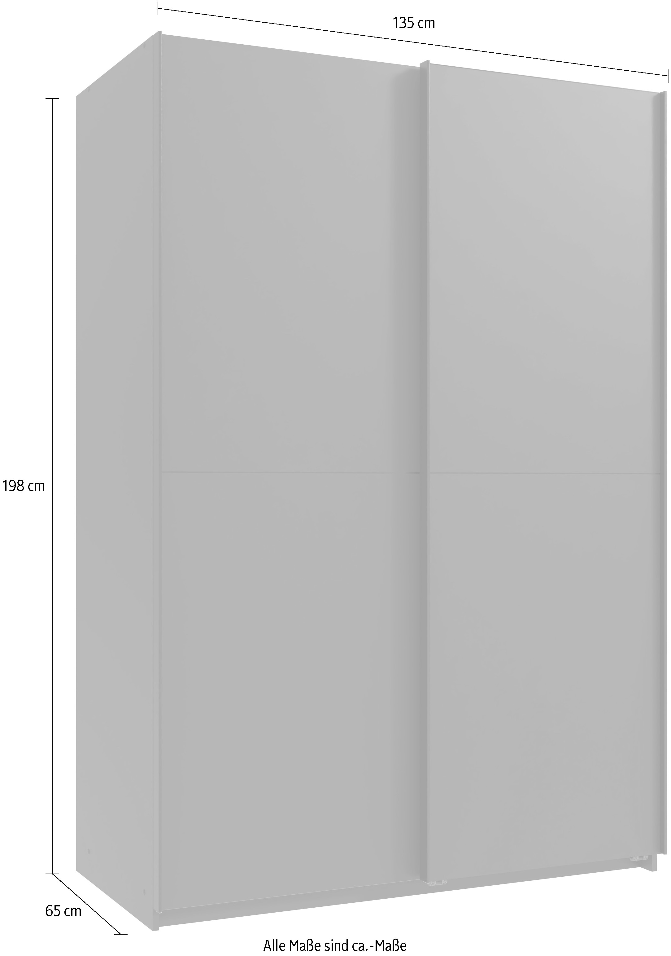 Wimex Kleiderschrank »Mugano, B/T/H 135 oder 180/65/198cm, Made in Germany« wähle Deine Ausstattung: Basic oder Premium!,  2 Schwebetüren mit oder ohne Spiegel, Metallgriffe