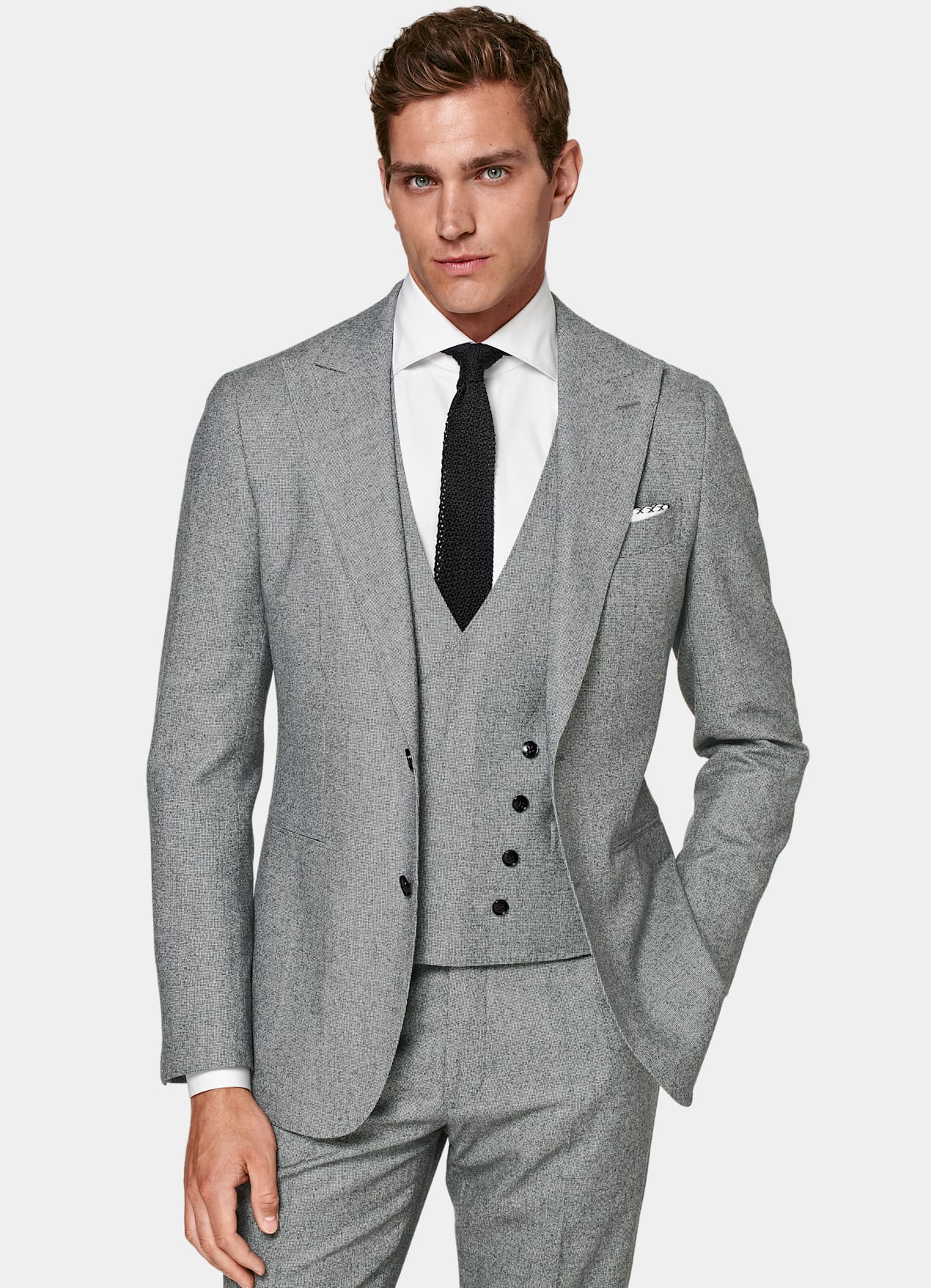 Costume trois pièces Havana coupe Tailored gris moyen pied-de-poule