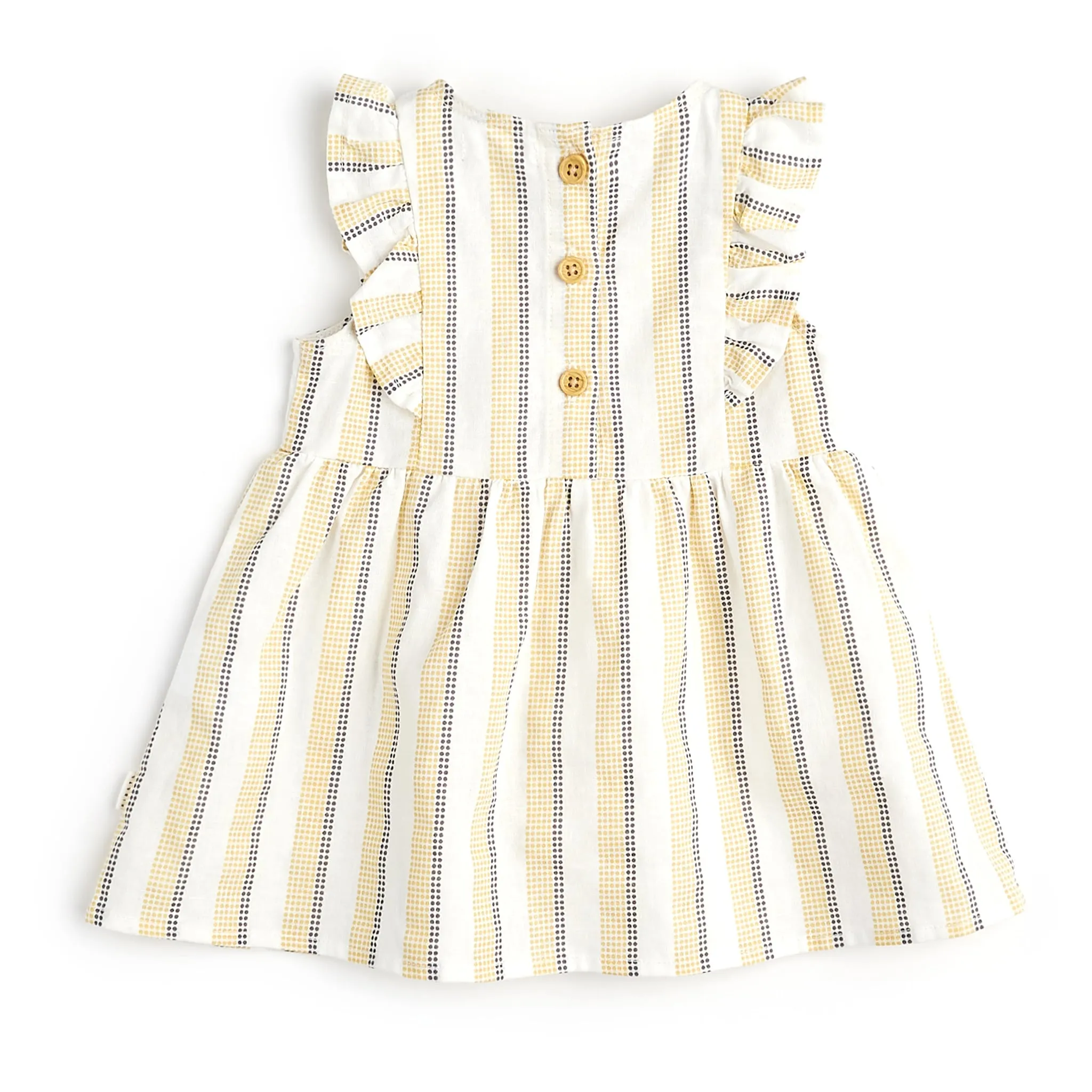Firsts par Petit Lem Robe Lin Rayée Citron 3-24mois