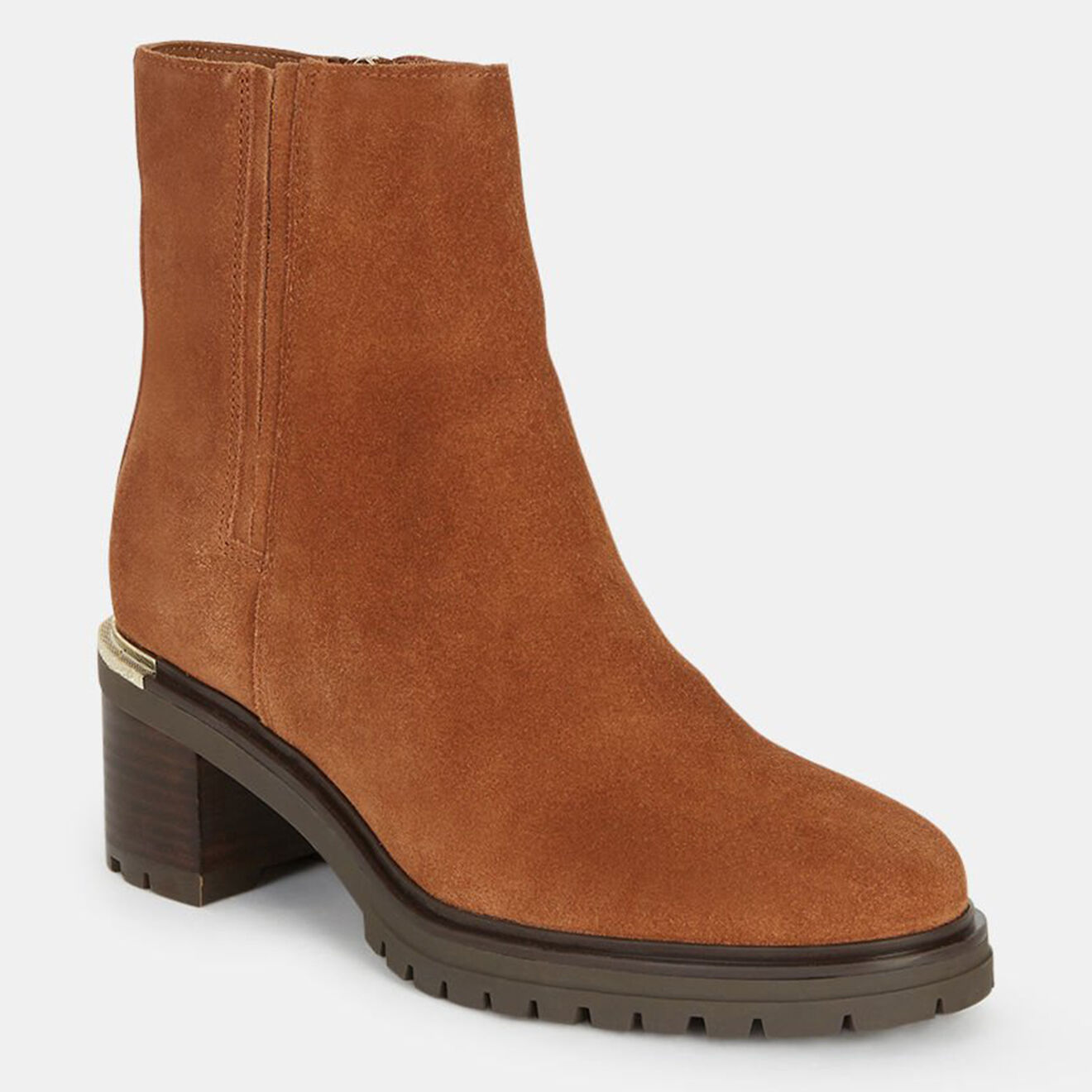 Tommy Hilfiger Bottines en Velours de Cuir Tl cognac - Talon 6,5 cm