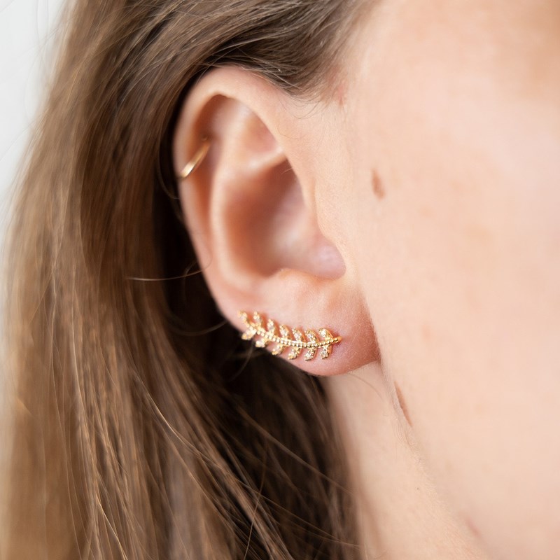 Boucles d'Oreilles Plaqué Or Tendance Epis de Blé Zirconium